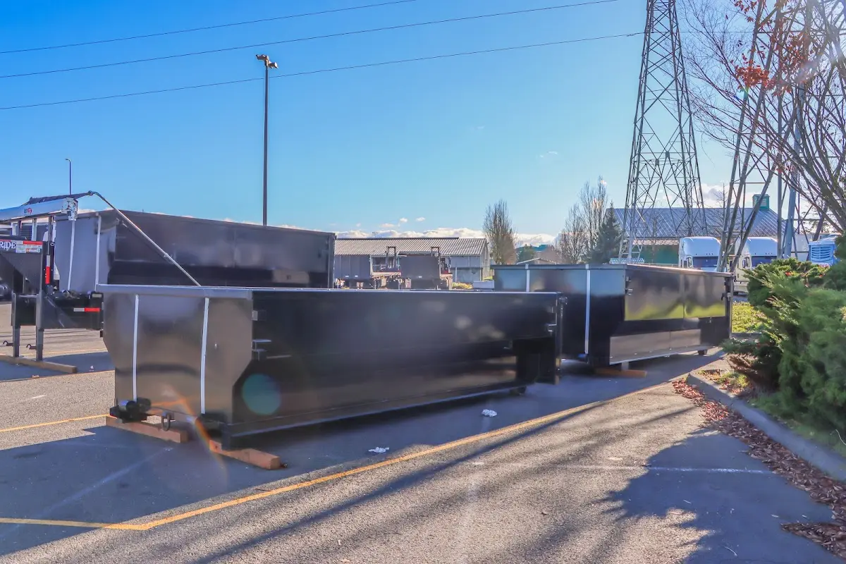 Roll-off dumpster ready for waste disposal at job site for Cleanout Dumpster Rental in Highland Heights